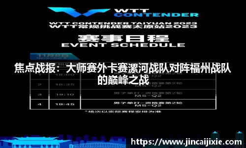 焦点战报：大师赛外卡赛漯河战队对阵福州战队的巅峰之战